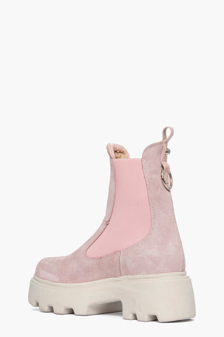 Stivaletti camoscio rosa Vienna con elastici