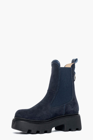 Stivaletti camoscio blu Vienna con elastici