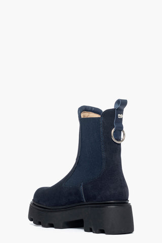 Stivaletti camoscio blu Vienna con elastici