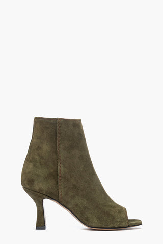 Tronchetti punta aperta camoscio verde militare Love 50