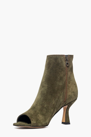 Tronchetti punta aperta camoscio verde militare Love 50