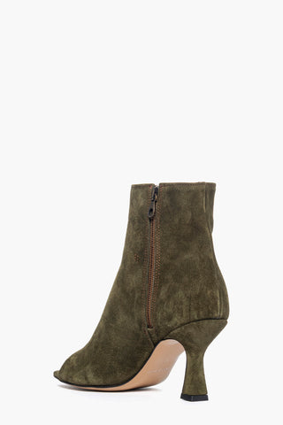 Tronchetti punta aperta camoscio verde militare Love 50