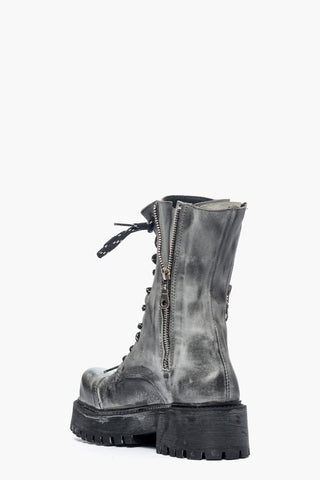 Anfibi pelle grigio spazzolato Boomerang Double zip