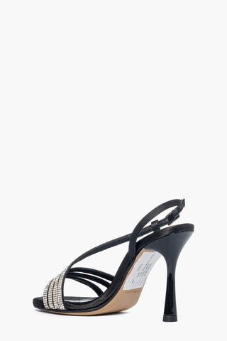 Sandalo raso nero con strass argento ART. A273