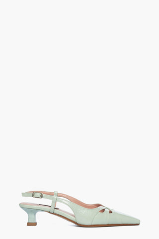 Chanel pelle verde menta Brigitte tacco 5