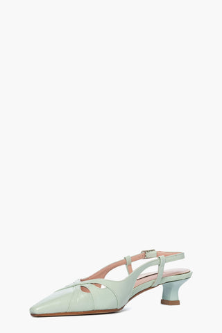 Chanel pelle verde menta Brigitte tacco 5