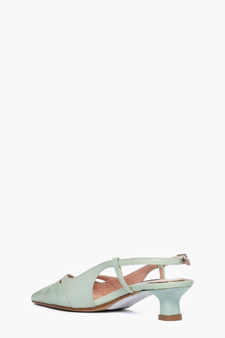 Chanel pelle verde menta Brigitte tacco 5