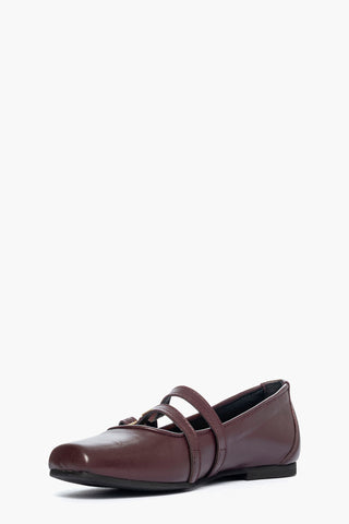 Ballerina pelle borgogna con cinturini Annina
