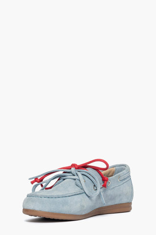 Mocassini camoscio azzurro con lacci Chiara 1