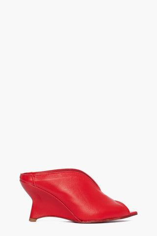 Sabot pelle rosso con zeppa Flora 1