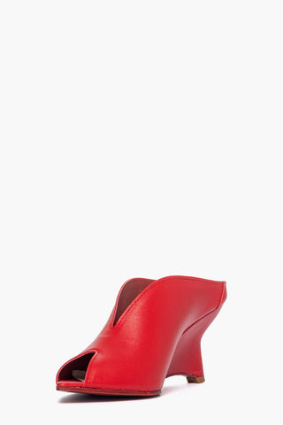 Sabot pelle rosso con zeppa Flora 1