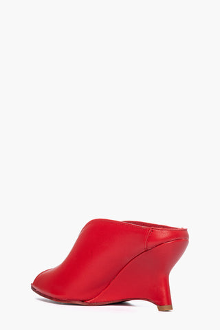 Sabot pelle rosso con zeppa Flora 1