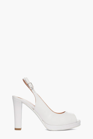 Chanel punta aperta con plateaux pelle bianco Linea Sposa tacco 10 ART. 906