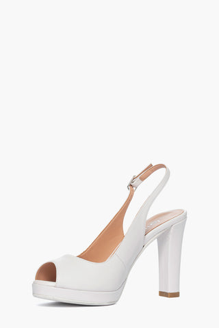 Chanel punta aperta con plateaux pelle bianco Linea Sposa tacco 10 ART. 906