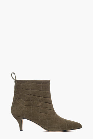 Stivaletti camoscio cocco verde militare 2504 tacco 6