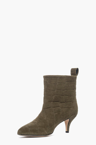Stivaletti camoscio cocco verde militare 2504 tacco 6