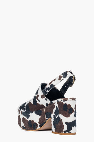 Sandalo zeppa Maracaibo 4 cavallino mucca bianco nero e marrone