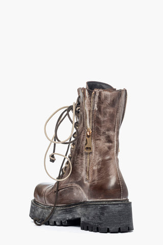 Anfibi pelle testa di moro spazzolato Boomerang Double Zip