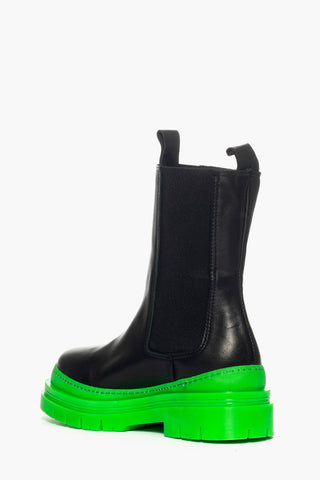 Black leather boots and green sole Coffe 1