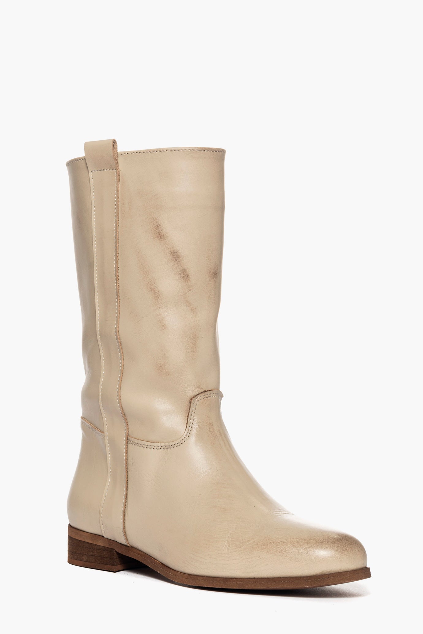 Stivali al polpaccio 282 pelle beige al polpaccio