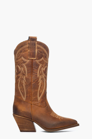 Stivale Irene Mers nabuk ingrassato cuoio spazzolato con ricamo