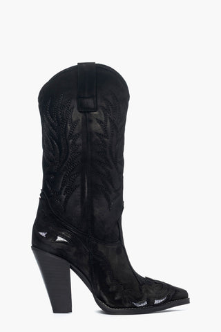 Stivali nabuk nero e pitone New Cecilia Black