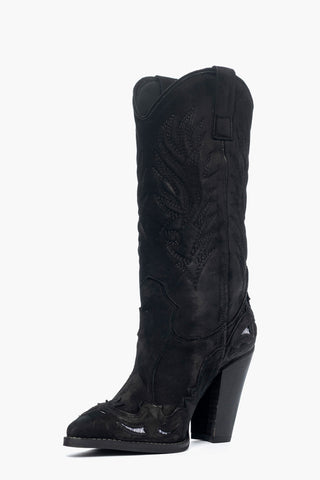 Stivali nabuk nero e pitone New Cecilia Black