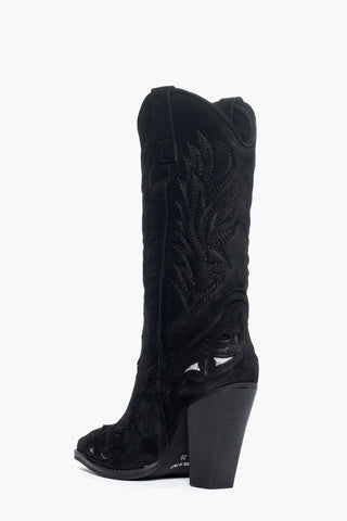 Stivali nabuk nero e pitone New Cecilia Black
