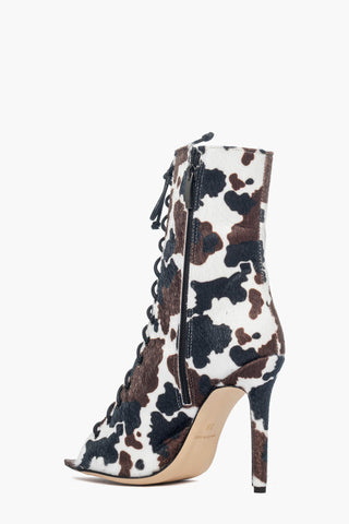 Stivaletto aperto cavallino mucca bianco nero e marrone Kiwi May
