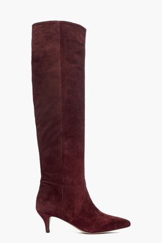 Stivali sopra al ginocchio camoscio bordeaux Agua 100