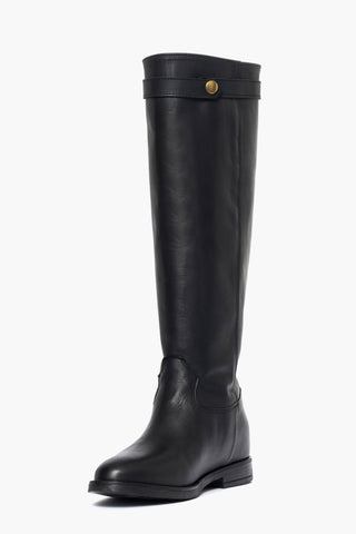 Stivale con rialzo pelle nero Roma 52