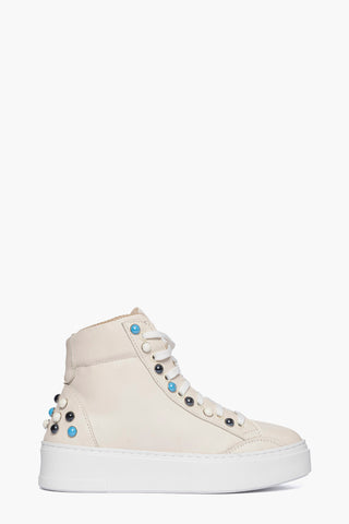 Sneakers pelle panna con perline colorate Joyce