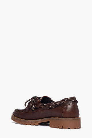 Mocassino pelle marrone con perline Jenny
