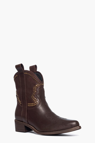 Stivaletti pelle marrone Oldwest 3 borchie