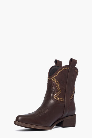 Stivaletti pelle marrone Oldwest 3 borchie