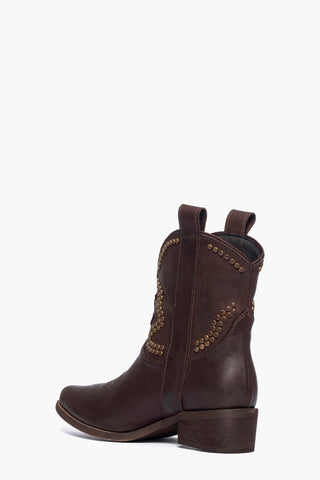 Stivaletti pelle marrone Oldwest 3 borchie