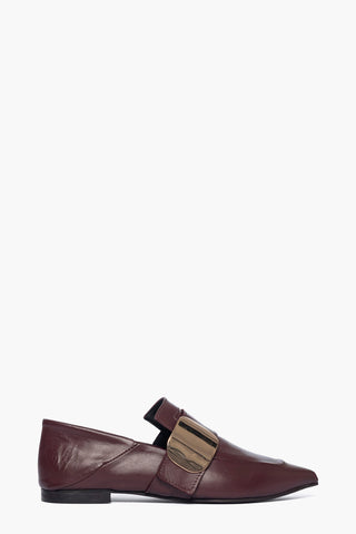 Nali - Scarpe Basse con Placca in Pelle Borgogna