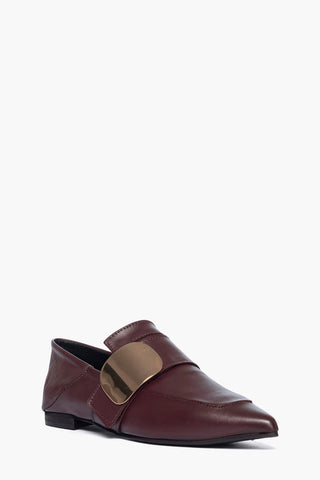 Nali - Scarpe Basse con Placca in Pelle Borgogna