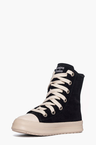 Tore Over - Sneakers camoscio nero lacci sottile beige