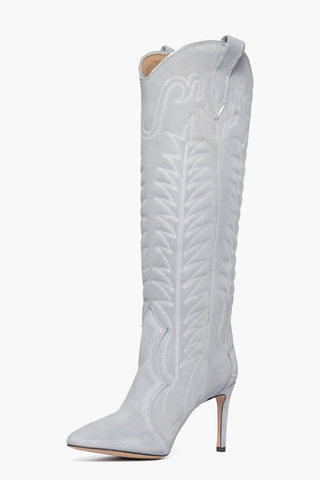 Cream suede boots with Las Vegas embroidery