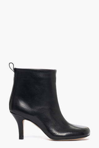 Tronchetti pelle nero punta quadrata Sabrina