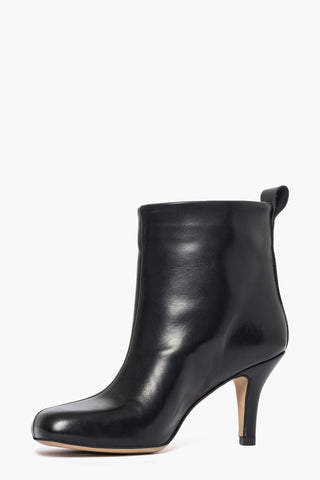 Tronchetti pelle nero punta quadrata Sabrina