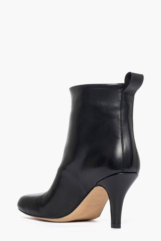 Tronchetti pelle nero punta quadrata Sabrina