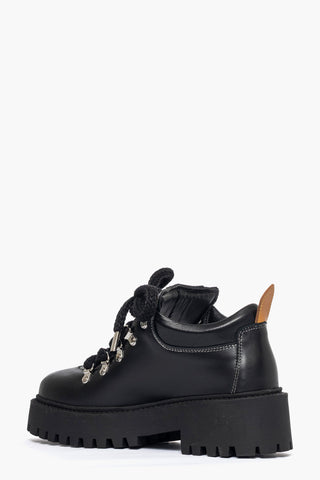 Scarpa pelle nero e riporto cuoio con lacci Bumerang