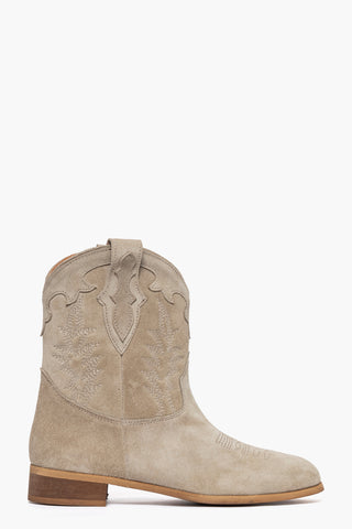 Stivaletti camoscio taupè con ricami 298