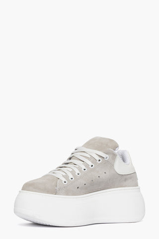 Sneakers camoscio grigio chiaro e pelle bianco Lexa Two