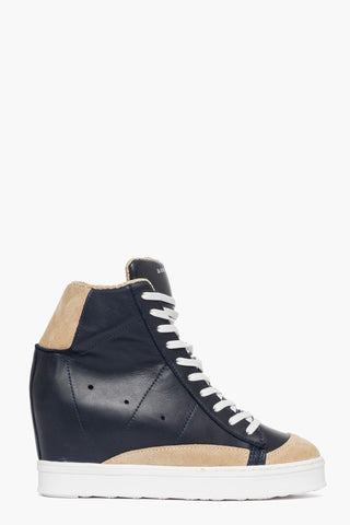 Sneakers pelle blu e camoscio beige Uppside 2