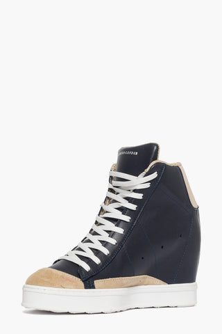 Sneakers pelle blu e camoscio beige Uppside 2