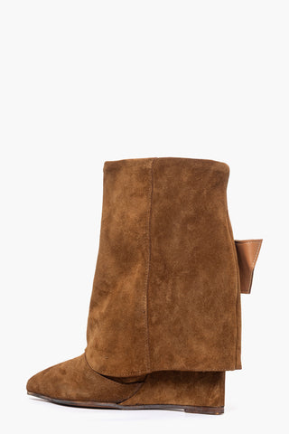 Stivaletti alla caviglia con risvolto camoscio cuoio con fibbia oro 1720