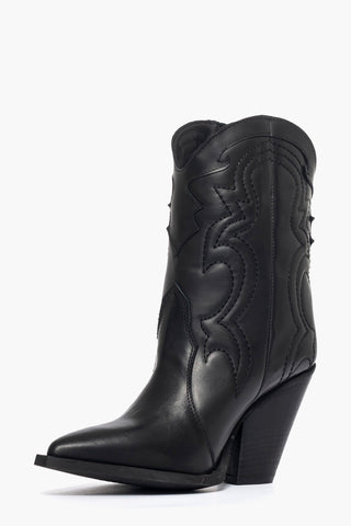 Stivaletti pelle nero con ricami Gabriella Mod